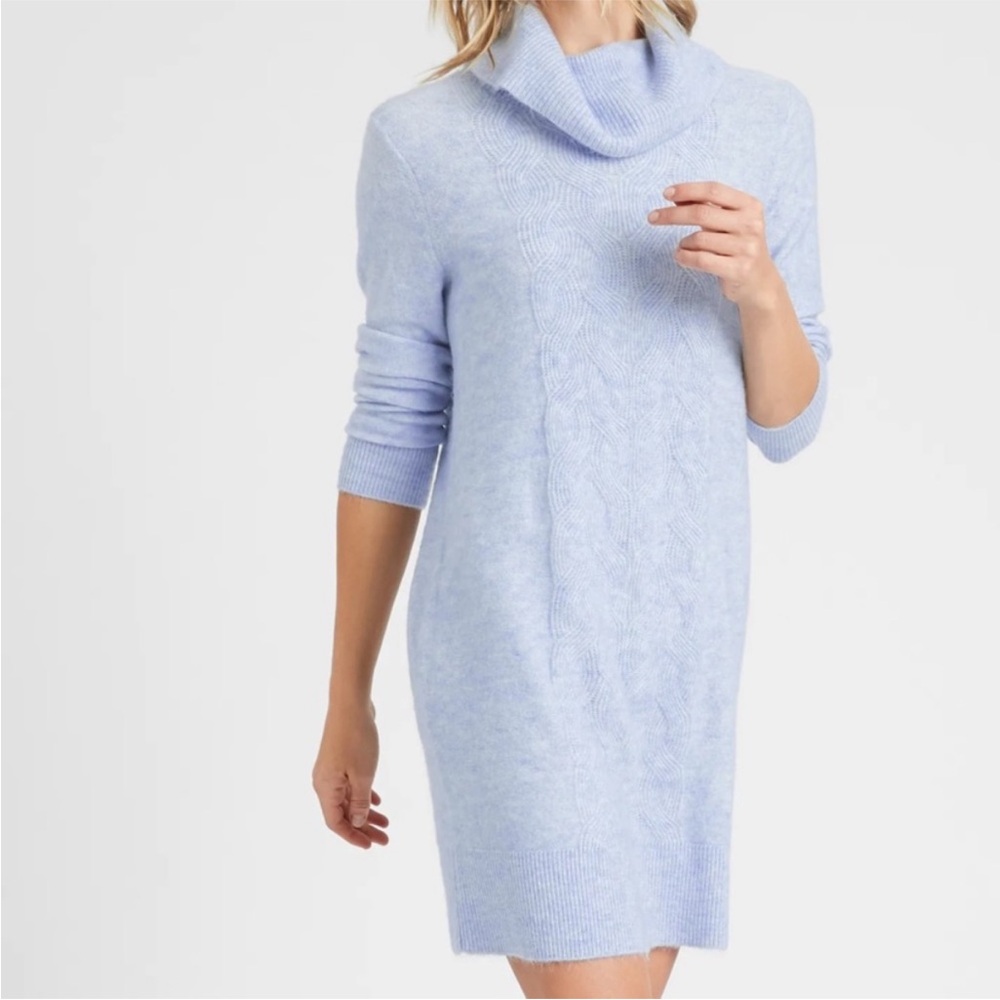 Banana Republic Factory Cable Knit Turtleneck Sweater Dress